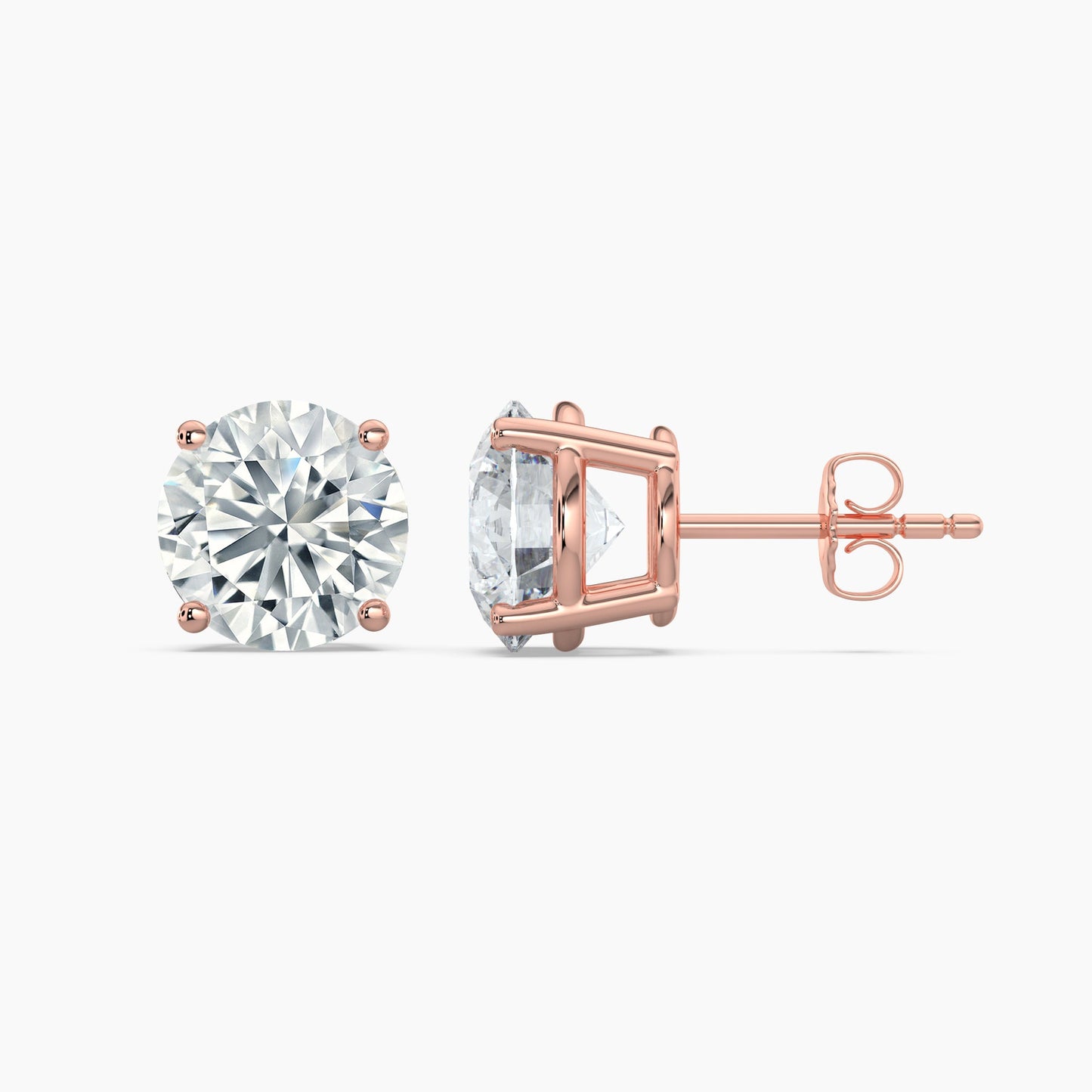 Round Cut Lab Grown Diamond Stud Earrings 3 Ct