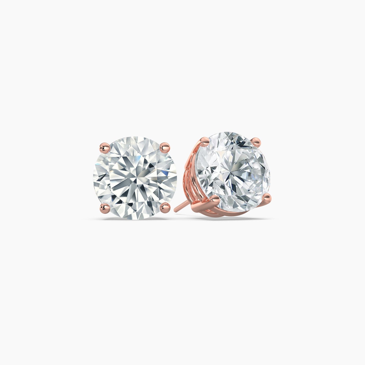 Round Cut Lab Grown Diamond Stud Earrings 3 Ct