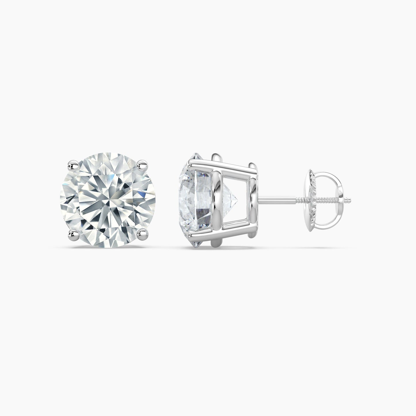 Round Cut Lab Grown Diamond Stud Earrings 3 Ct