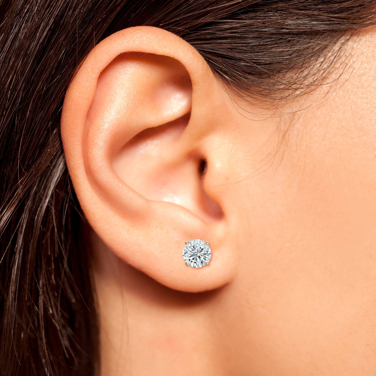 Round Cut Lab Grown Diamond Stud Earrings 3 Ct