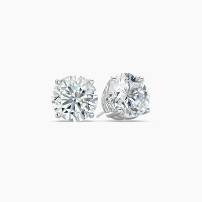 Round Cut Lab Grown Diamond Stud Earrings 2 Ct