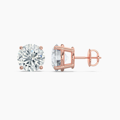 Round Cut Lab Grown Diamond Stud Earrings 2 Ct