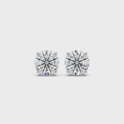 Round Brilliant Cut Lab Grown Diamond Stud Earrings 1 Ct