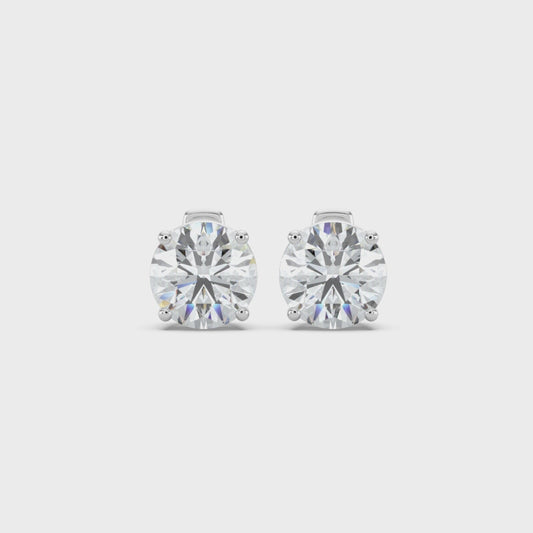 Round Cut Lab Grown Diamond Stud Earrings 3 Ct