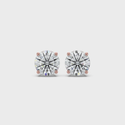 Round Brilliant Cut Lab Grown Diamond Stud Earrings 1 Ct