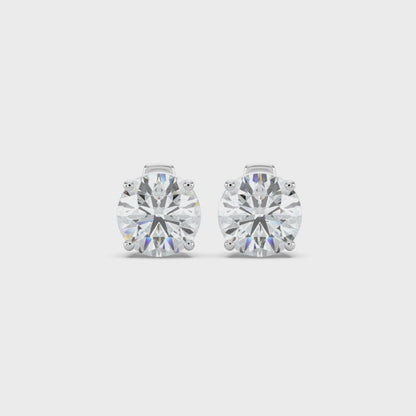 Round Cut Lab Grown Diamond Stud Earrings 5 Ct